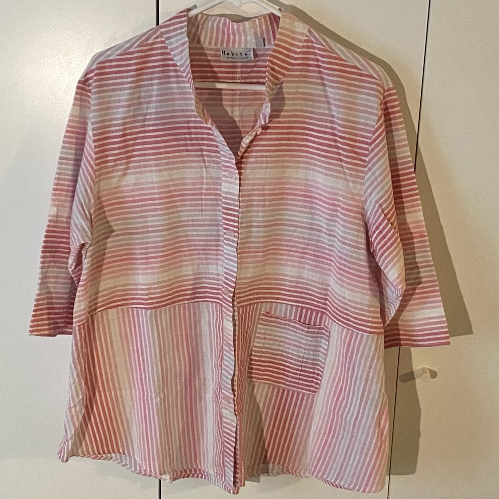 Habitat Pink and White Striped Blouse, Size Medium